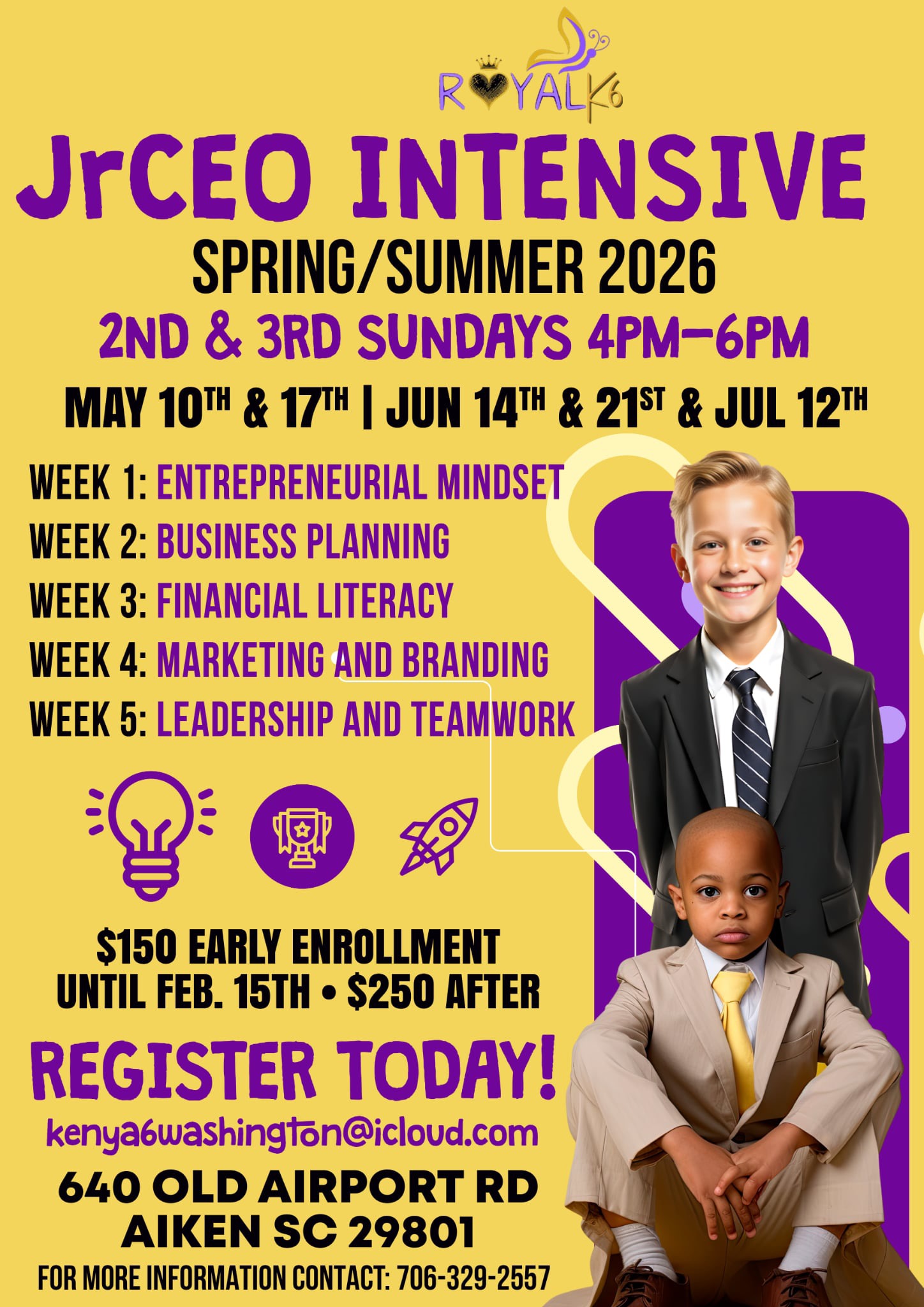 JrCEO Intensive program flyer